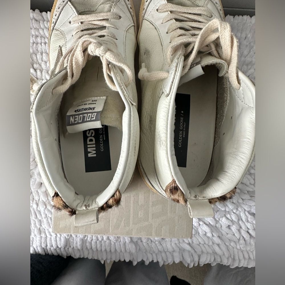 Golden Goose Mid Star Off White Sneakers Leopard Fur Heel - Picture 9 of 14